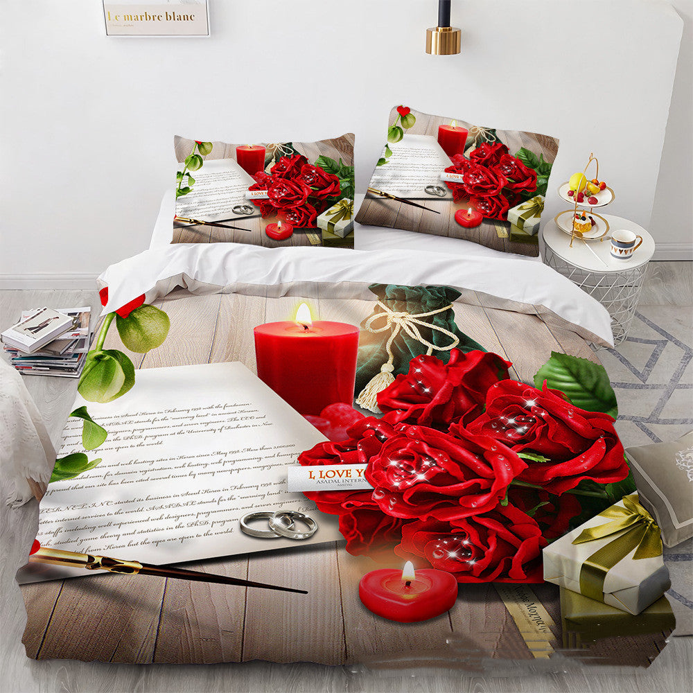 3D Digital Printing Three-piece Home Rose Series