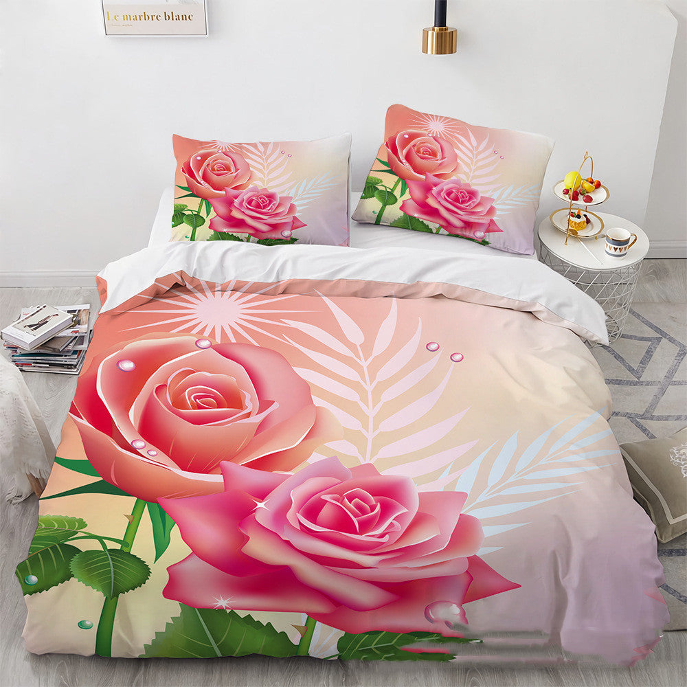 3D Digital Printing Three-piece Home Rose Series