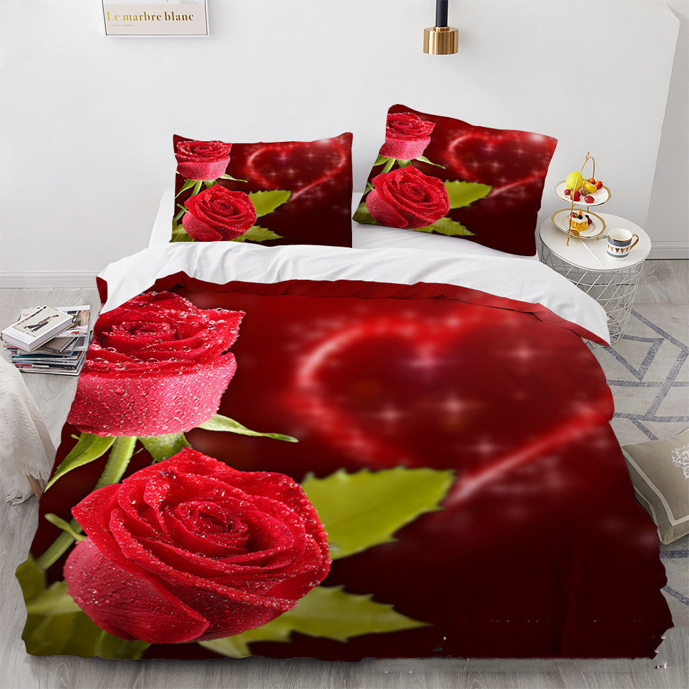 3D Digital Printing Three-piece Home Rose Series