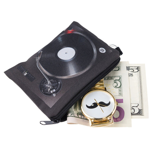3D Digital Printing Vintage Records Coin Purse Key Pouch Card Holder Coin Case