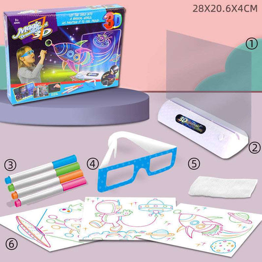 3D Fluorescent Drawing Board Magic Luminous Three-dimensional Writing Board