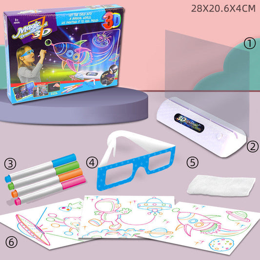 3D Fluorescent Drawing Board Magic Luminous Three-dimensional Writing Board