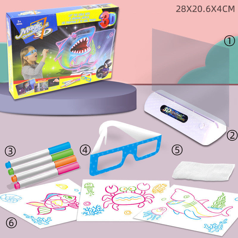 3D Fluorescent Drawing Board Magic Luminous Three-dimensional Writing Board