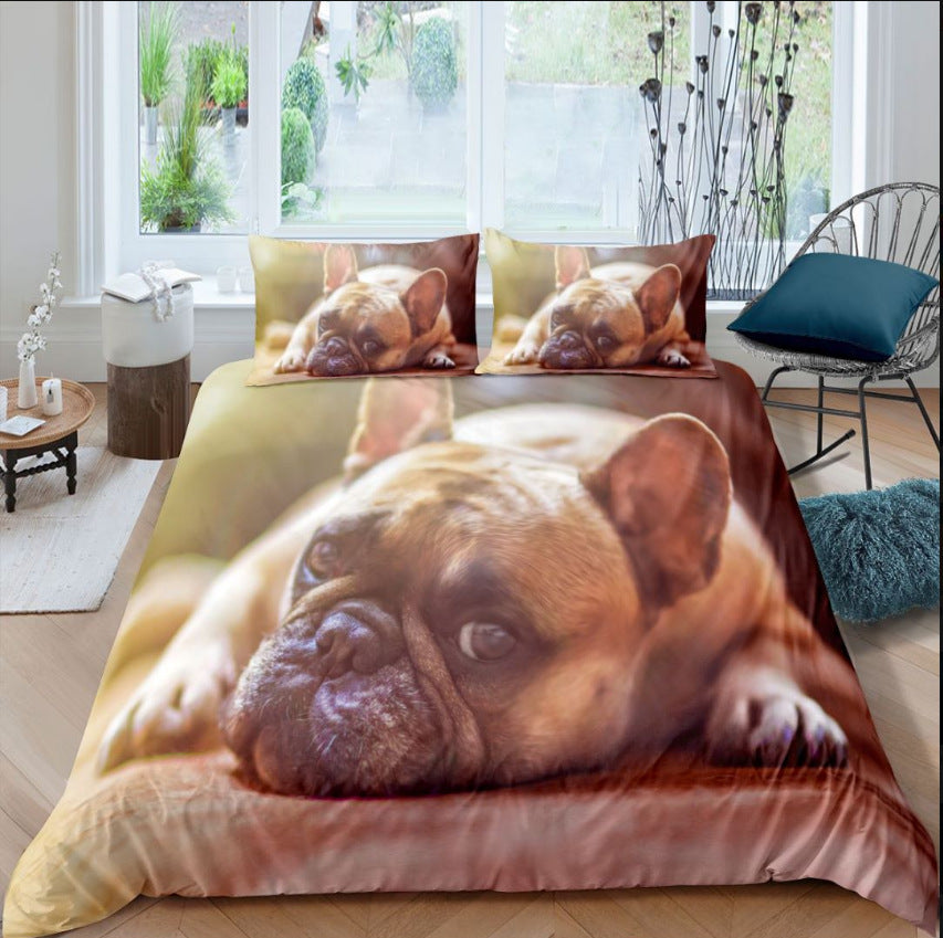 3D Pug Digital Printing Bedding Set