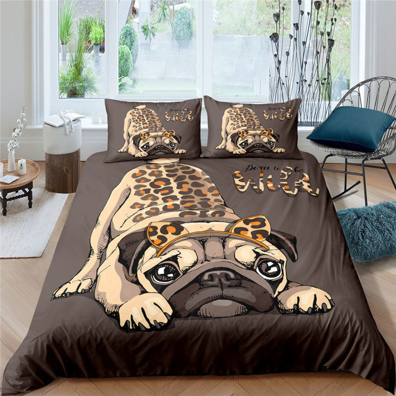 3D Pug Digital Printing Bedding Set