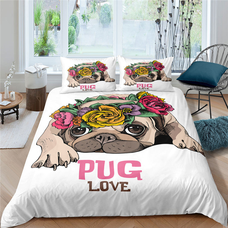 3D Pug Digital Printing Bedding Set