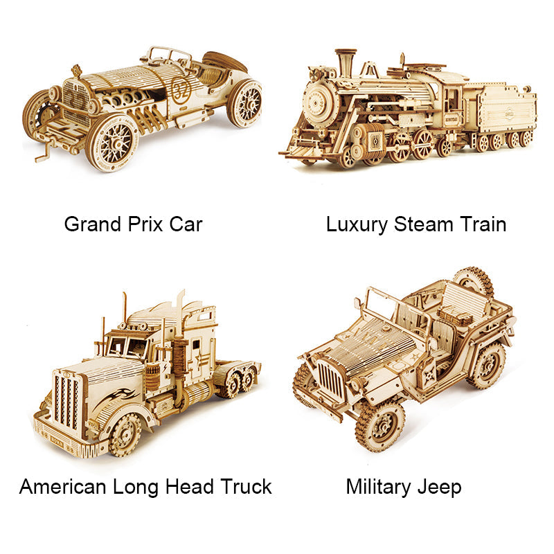 3D Wooden Puzzle Train Model DIY Wooden Train Toy Mechanical Train Model Kit Assembly Model Home Decoration Crafts