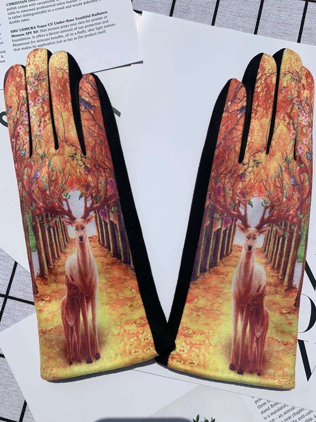 Autumn And Winter Fashion Trends Oil Painting Gloves AB Suede - globaltradeleader