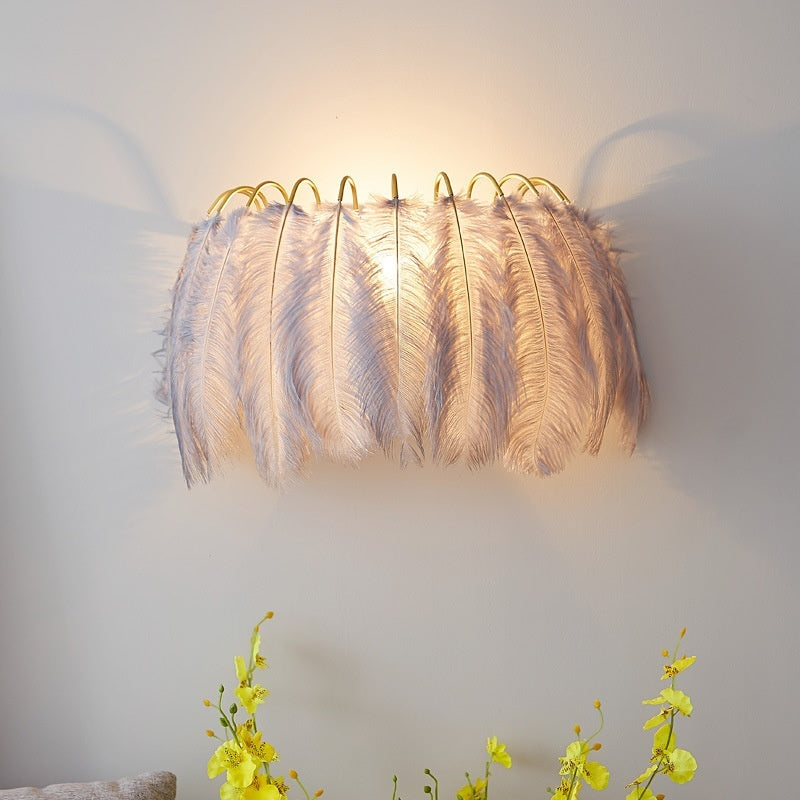 Nordic Feather Wall Lamp Modern Minimalist Ins Girl Princess Room - globaltradeleader