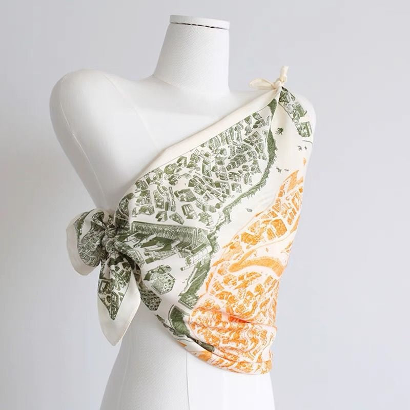 Women's Silk Scarf Strap Retro Tube Top Sun Protection