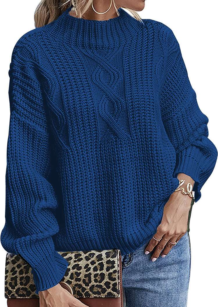 Long Sleeve Mid Collar Slim Bottoming Shirt Round Neck Pullover Sweater - globaltradeleader