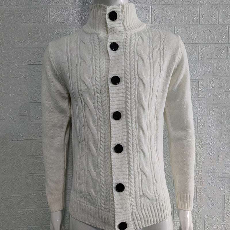 Men's Stand Collar Sweater Knit Button Cardigan Tops Men's Clothing - globaltradeleader