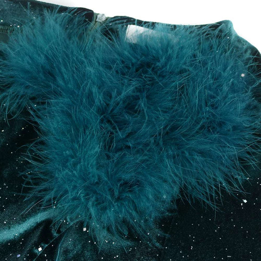 One-shoulder Long-sleeved Sequin Party Banquet Dress Velvet Large Women's Dress