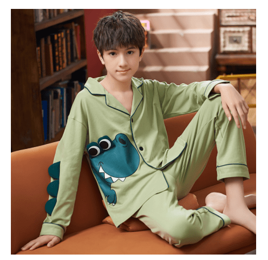 Spring And Autumn Cotton Long Sleeved Cardigan Children's Pajamas