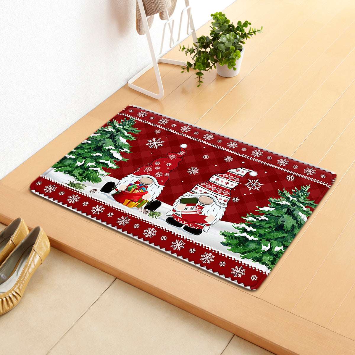 Cartoon Christmas Letters Entering The Door Carpet Floor Mat