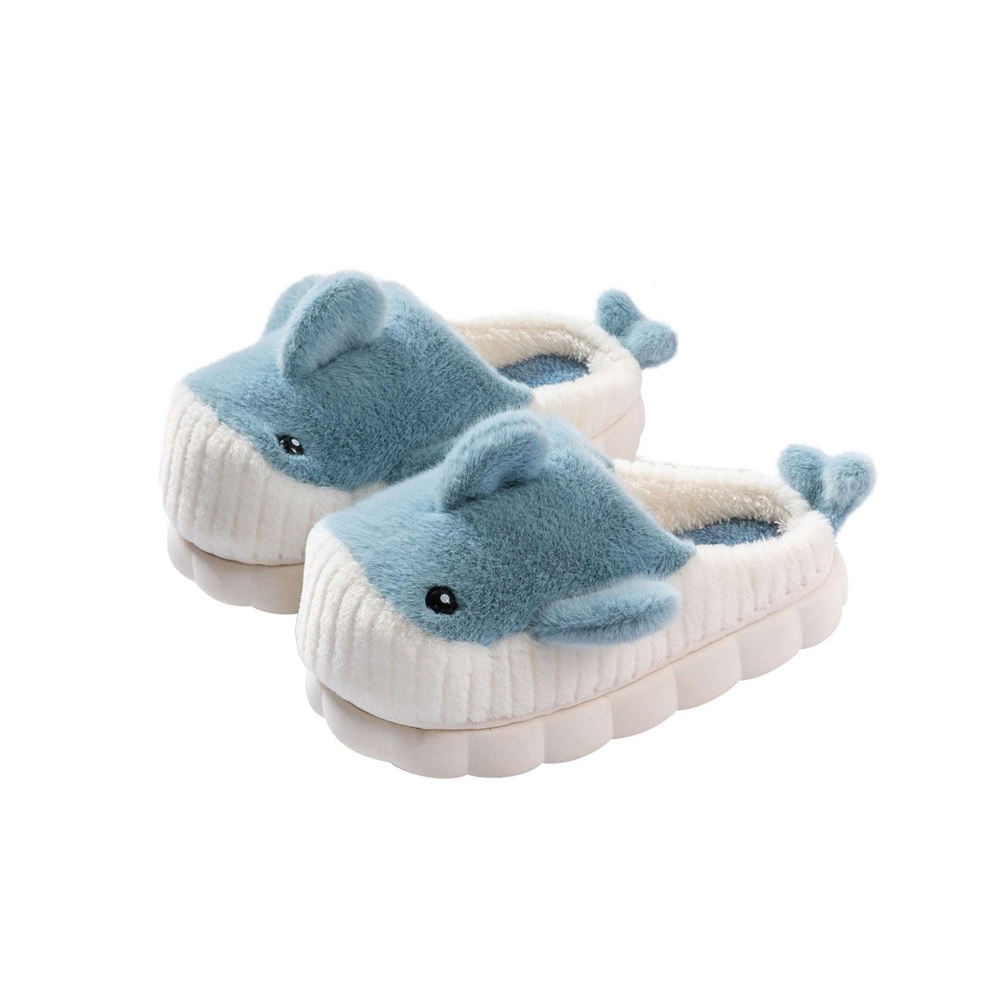 Winter Cute Shark Shoes Women Thick Sole Warm Plush Home Fluffy Slippers Outdoor Garden Indoor Floor House Shoes - globaltradeleader