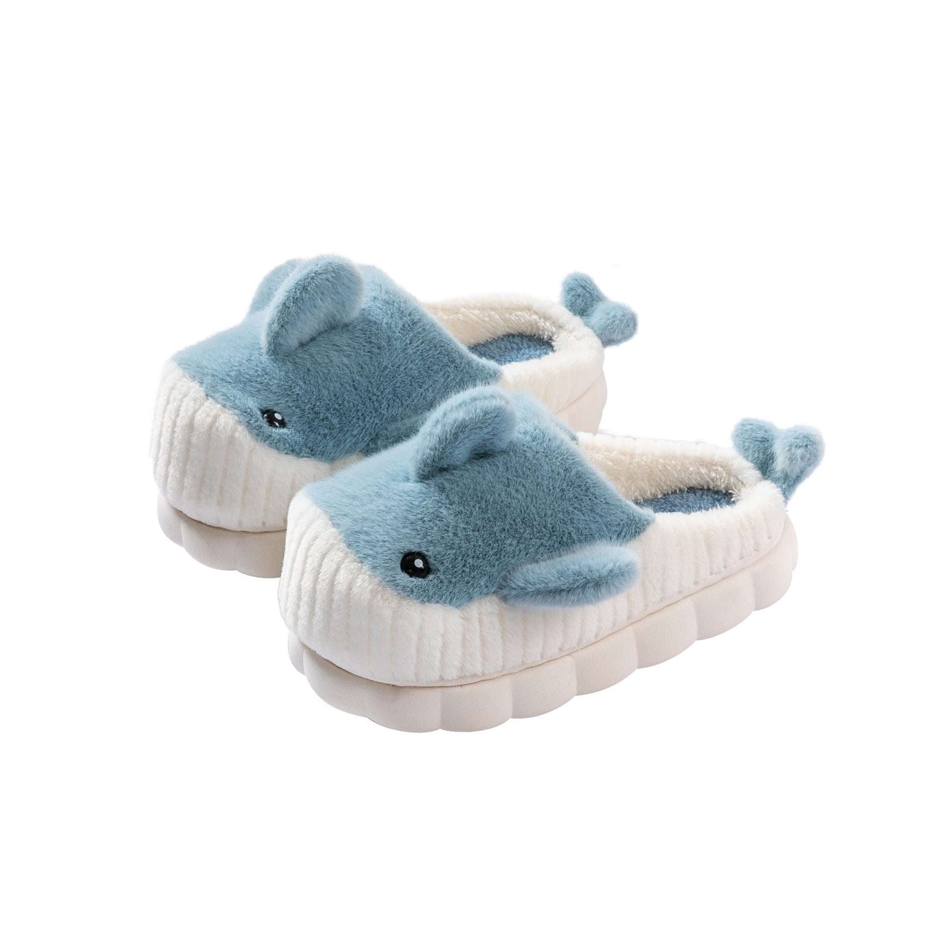 Winter Cute Shark Shoes Women Thick Sole Warm Plush Home Fluffy Slippers Outdoor Garden Indoor Floor House Shoes - globaltradeleader