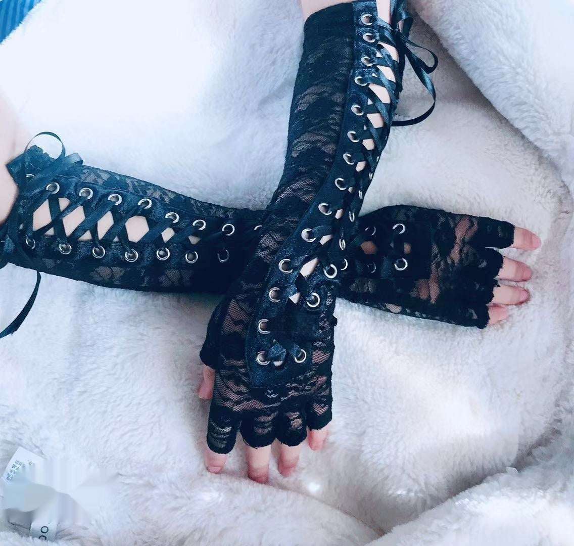 Beautiful Personality Lace Strap Gloves - globaltradeleader