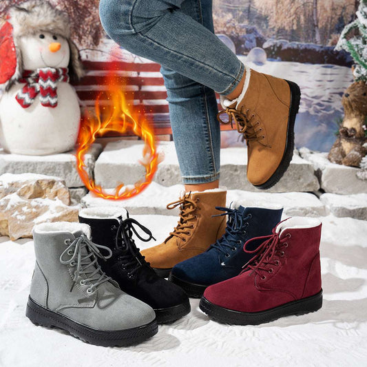 Women's Lightweight Non-slip Lace-up Thickened Warm Snow Boots - globaltradeleader