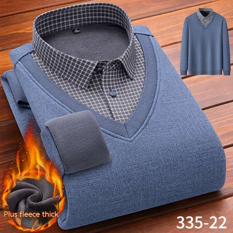 Winter Fleece False-two-piece Warm Shirt