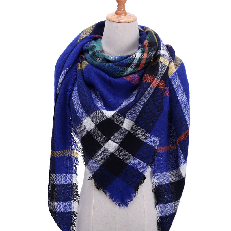 Autumn And Winter Artificial Cashmere Scarf High Density Triangular Binder Couple Plaid Scarf Warm Shawl