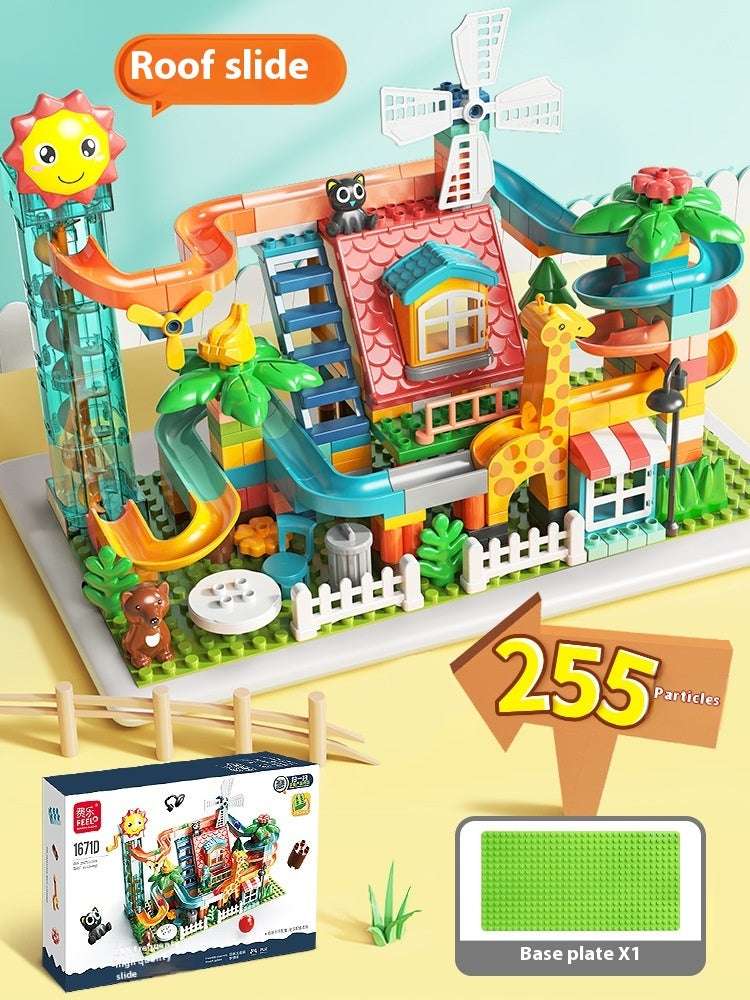 Large Particle Building Blocks Toy Loop Electric Turntable