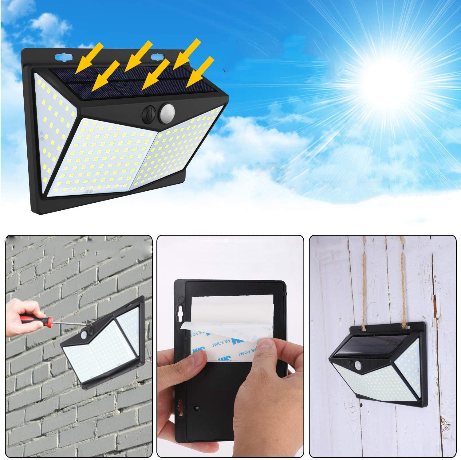 208LED Solar Wall Lamp Human Body Induction Garden Lamp Villa Landscape Lamp - globaltradeleader