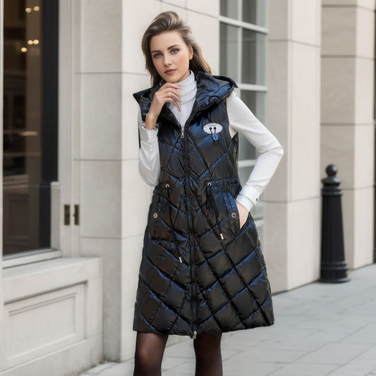 Glossy Cotton-padded Coat Vest Mid-length Women's Thickened Coat - globaltradeleader