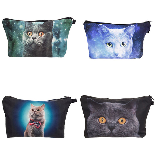 3d Digital Printing Cat Lady Cosmetic Bag Clutch Bag Storage Wash Bag