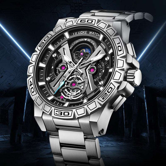 Three-Dimensional Hollow Waterproof Luminous Multifunction Quartz Watch - globaltradeleader