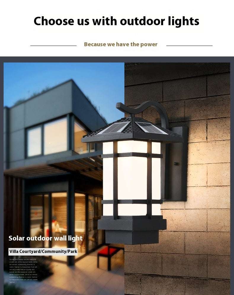 Pinye Solar Wall Lamp Outdoor Waterproof Garden Chinese Retro Villa Entrance Balcony Aisle - globaltradeleader