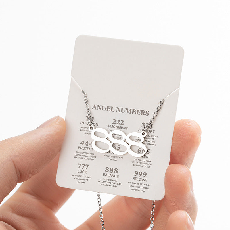 2025 Women's New Angel Lucky Digital Pendant Necklace Fashion 000-999 Stainless Steel Vintage Necklace - globaltradeleader