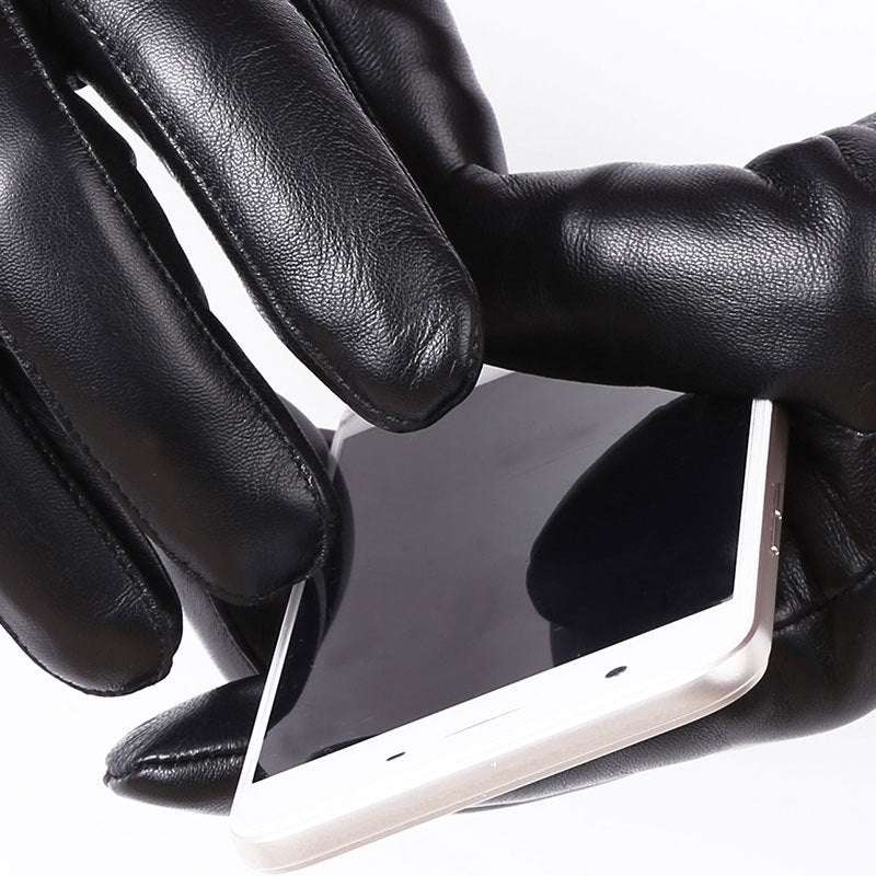 Winter Men's Warmth Plus Fleece Thickened PU Leather Gloves - globaltradeleader