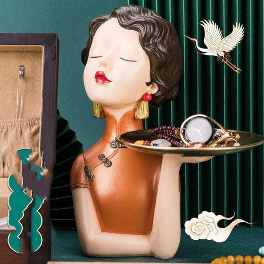 Chinese Cheongsam Girl Storage Ornament