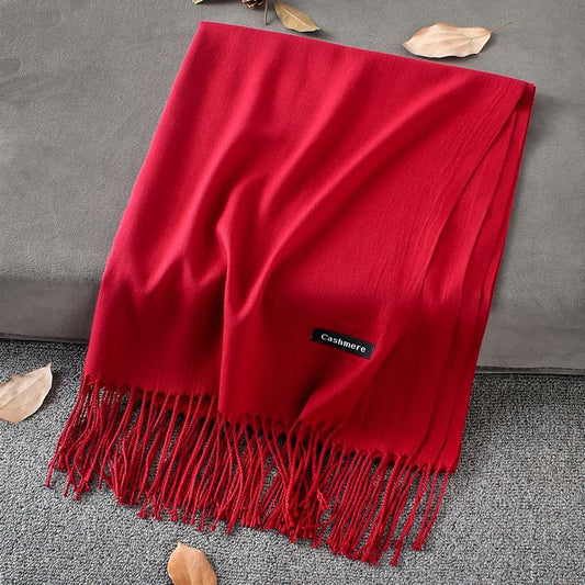 Fashion Simple Solid Color Tassel Scarf Shawl