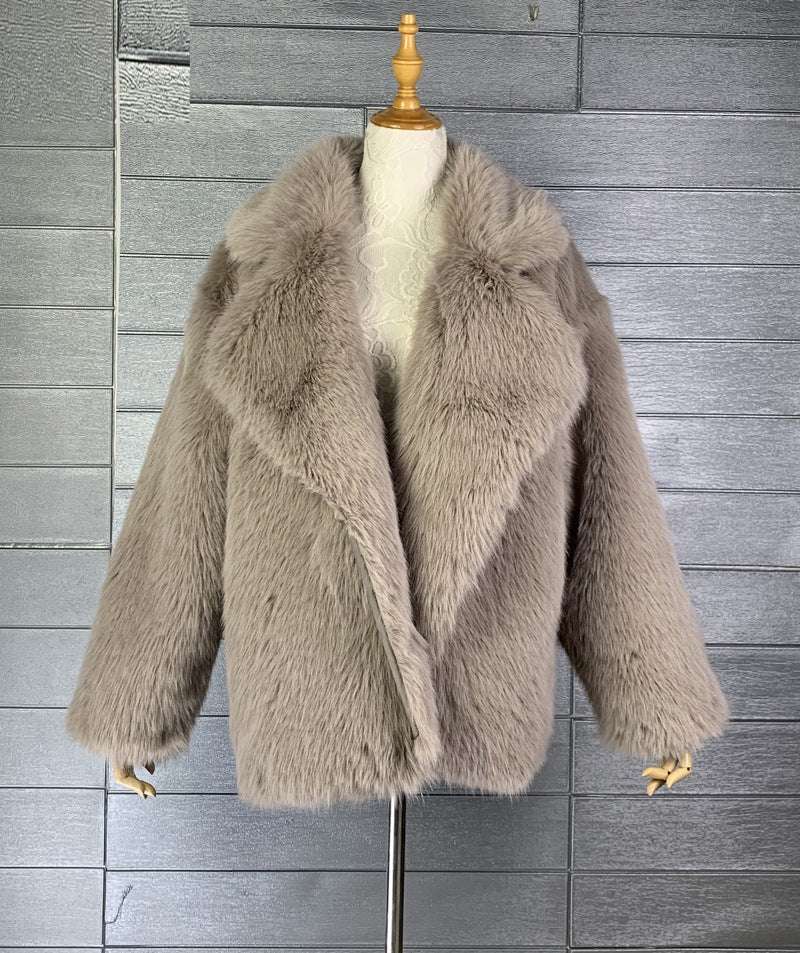 New Fox Hair Medium Length Suit Collar Fur Coat - globaltradeleader