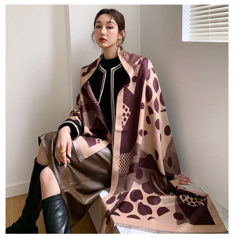 Casual Polka Dot Artificial Cashmere Warm Printing Long Scarf Shawl - globaltradeleader