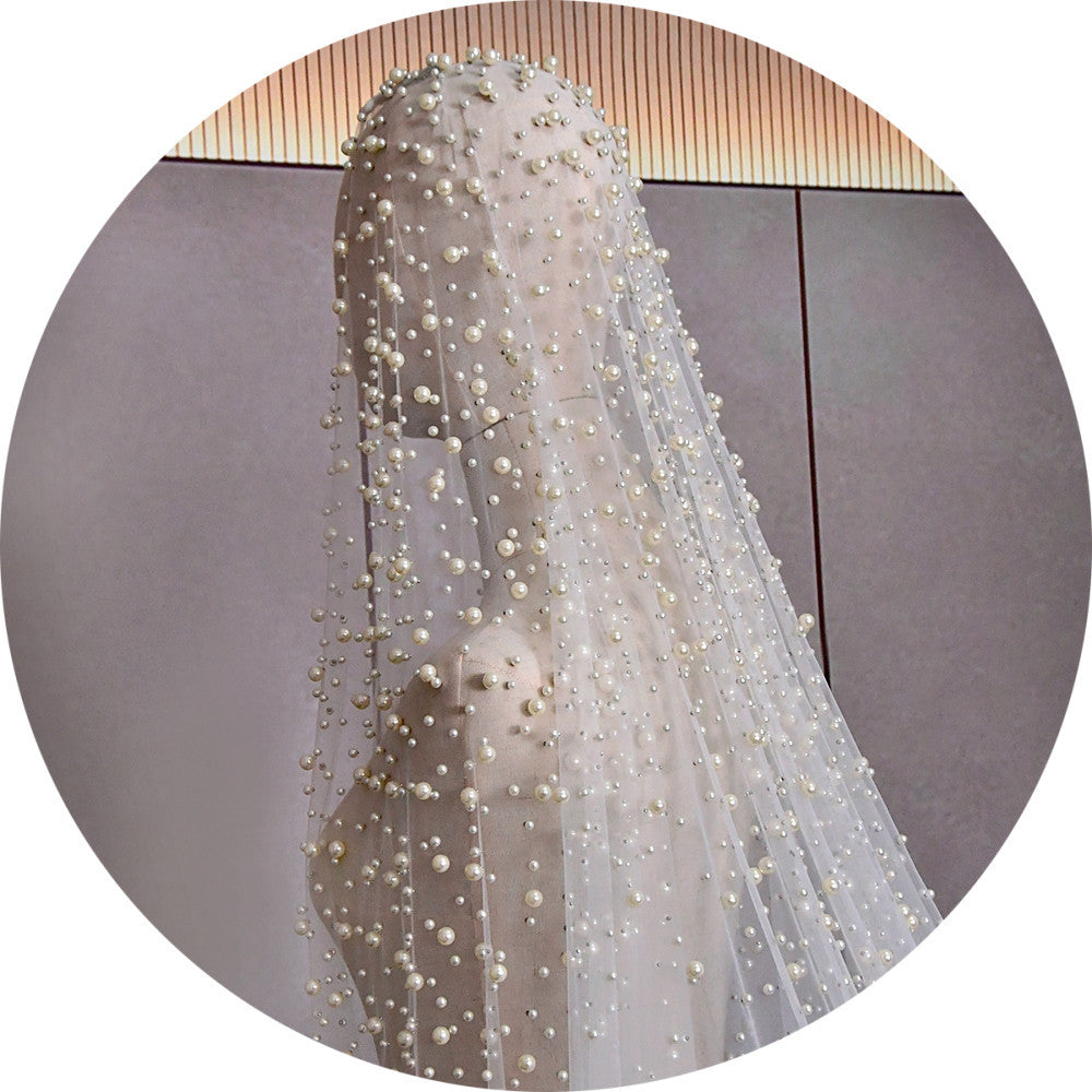 Luxury Heavy Industry Bridal Pearl Veil - globaltradeleader