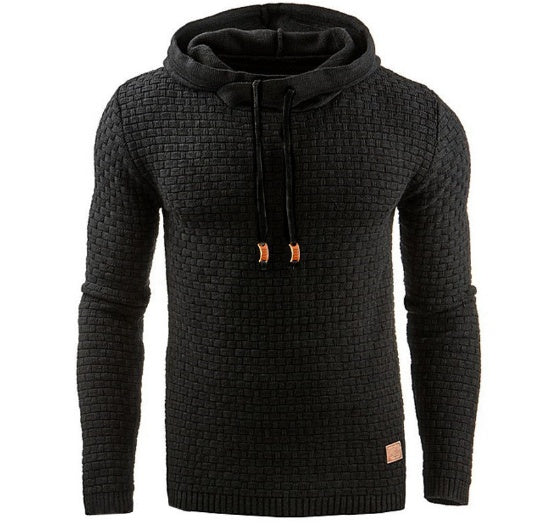 Men's Jacquard Sweater Long-sleeved Hoodie Warm Color Hooded Sweatshirt Jacket - globaltradeleader