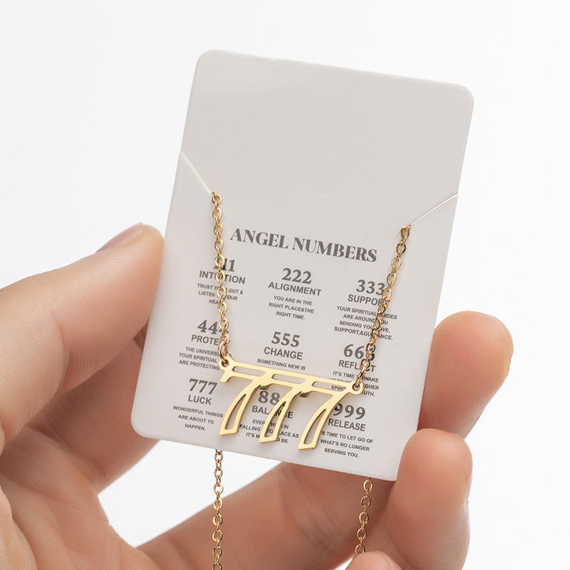2025 Women's New Angel Lucky Digital Pendant Necklace Fashion 000-999 Stainless Steel Vintage Necklace - globaltradeleader