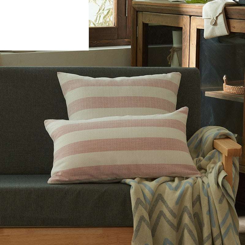 New Linen Cotton Geometric Striped Pillowcase