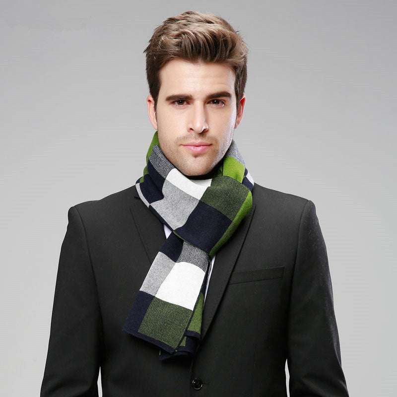 Classic And Fashionable British Checked Cashmere Scarf For Men's Warmth