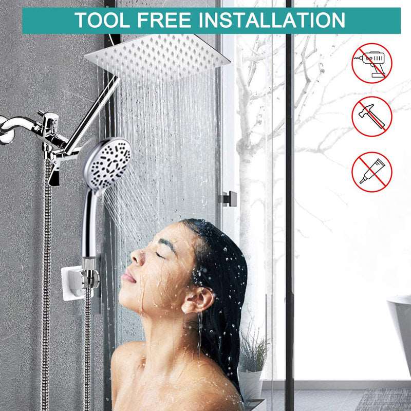 Stainless Steel Top Spray With Extension Rod 9 Function Handheld Dual Shower Set - globaltradeleader