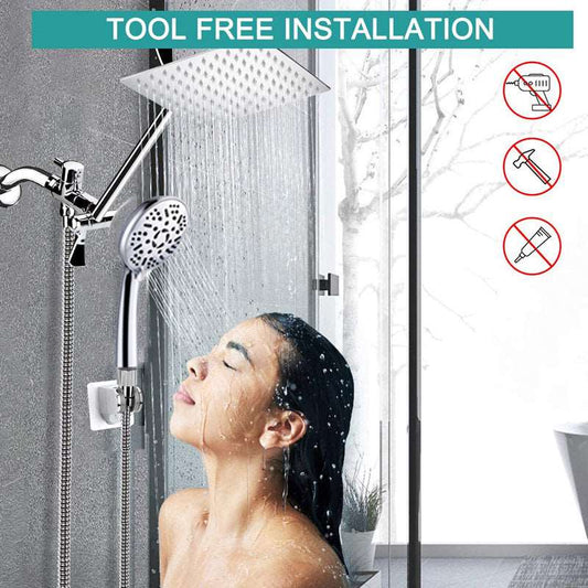 Stainless Steel Top Spray With Extension Rod 9 Function Handheld Dual Shower Set - globaltradeleader
