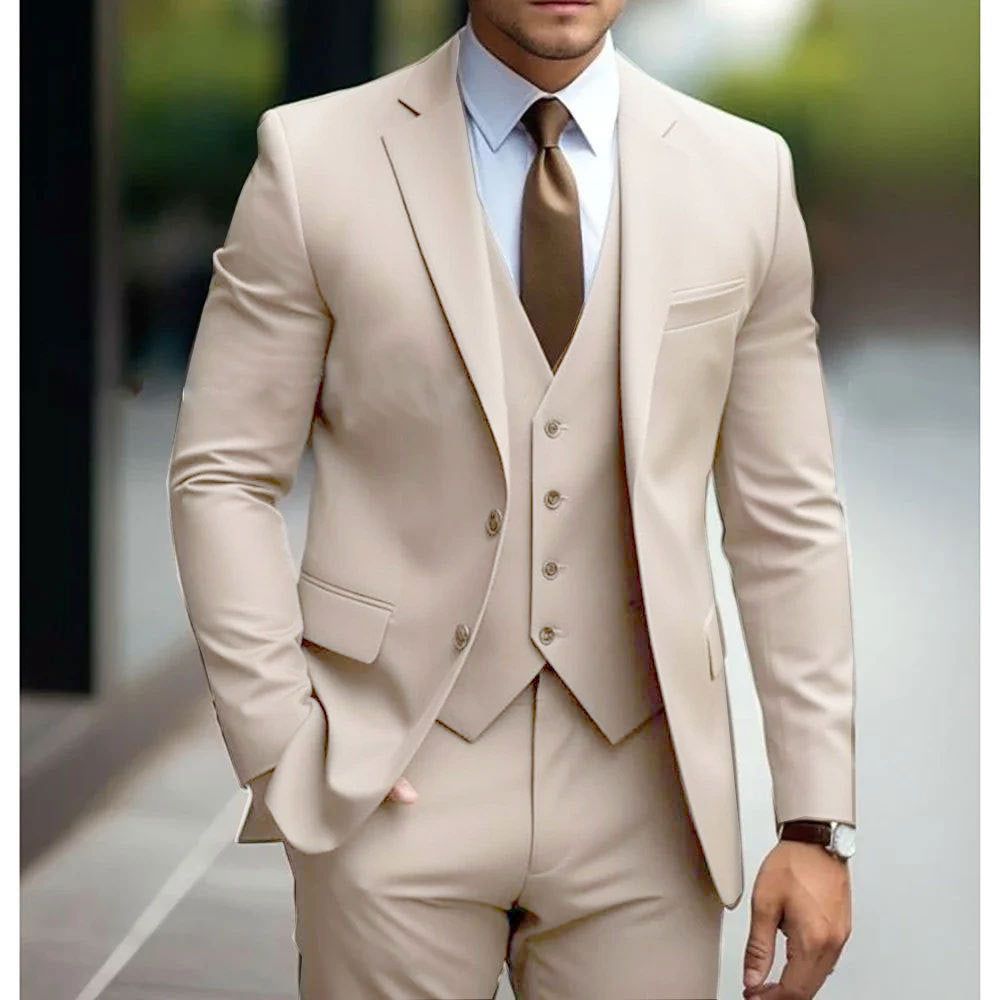 Business Casual Men's Three-piece Suit For Bridegroom Men's Wedding - globaltradeleader