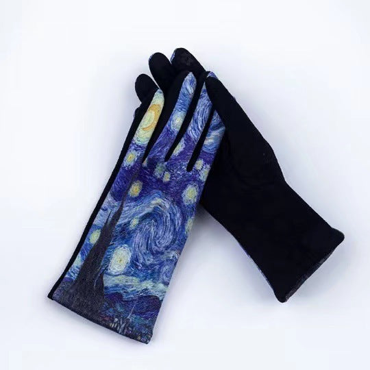 Autumn And Winter Fashion Trends Oil Painting Gloves AB Suede - globaltradeleader