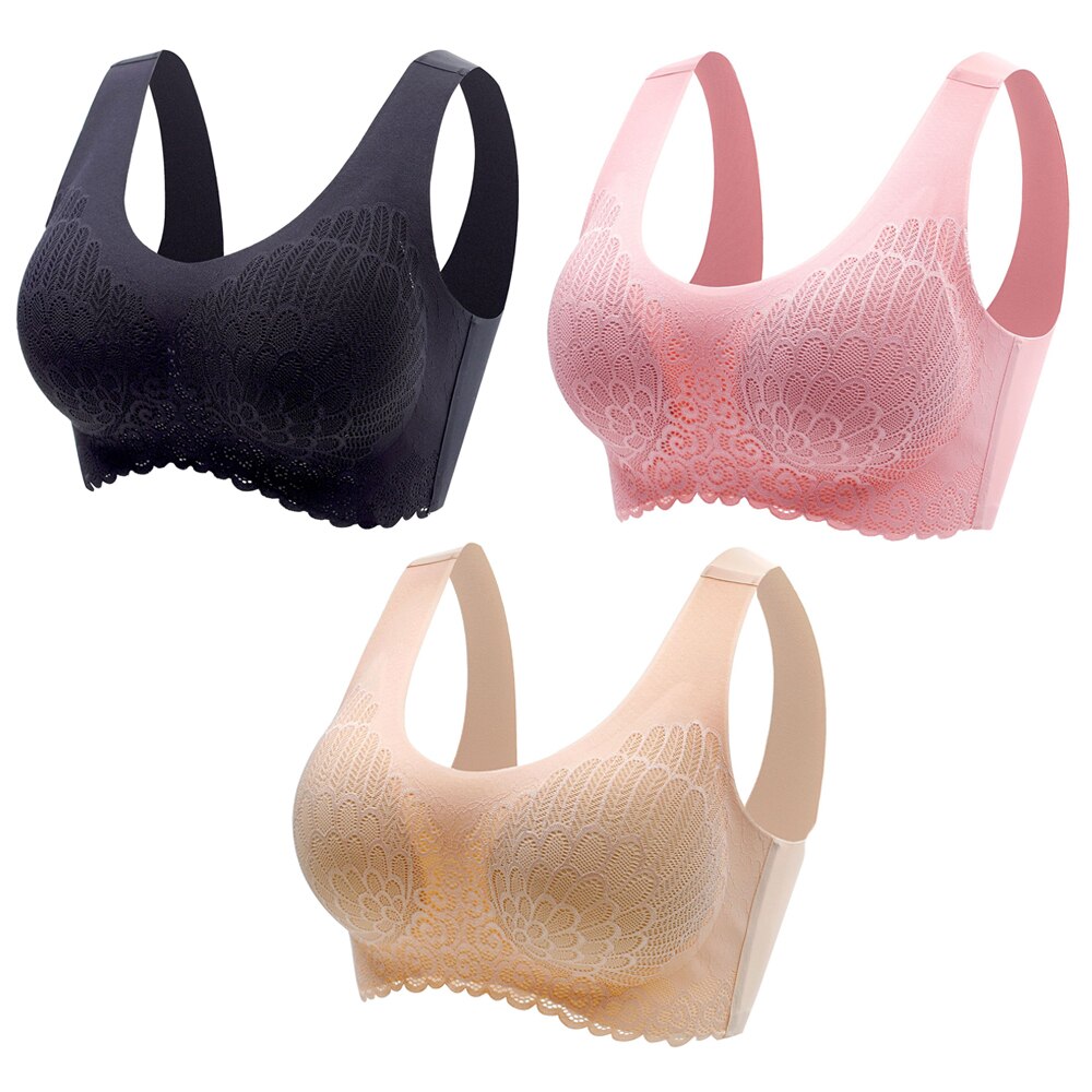 3pcs Latex Bra Seamless Bras For Women Underwear BH Push Up Bralette With Pad Vest Top Lace Bra Dropshipping|Bras|   - AliExpress