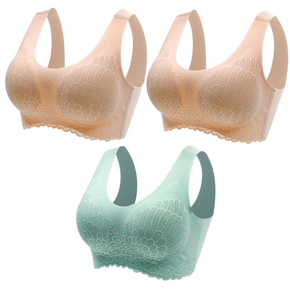 3pcs Latex Bra Seamless Bras For Women Underwear BH Push Up Bralette With Pad Vest Top Lace Bra Dropshipping|Bras|   - AliExpress