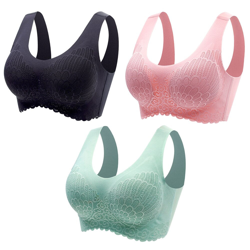 3pcs Latex Bra Seamless Bras For Women Underwear BH Push Up Bralette With Pad Vest Top Lace Bra Dropshipping|Bras|   - AliExpress