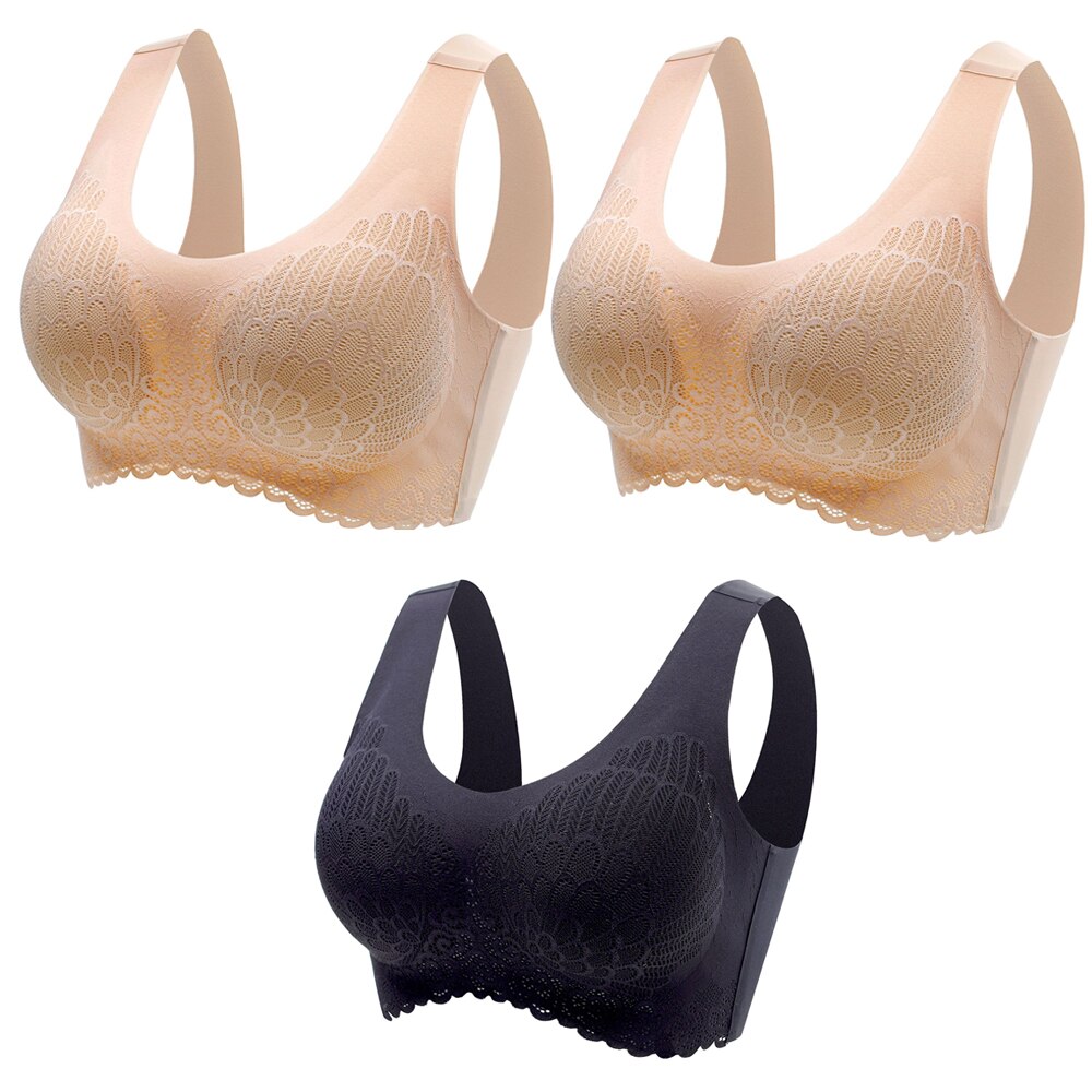 3pcs Latex Bra Seamless Bras For Women Underwear BH Push Up Bralette With Pad Vest Top Lace Bra Dropshipping|Bras|   - AliExpress